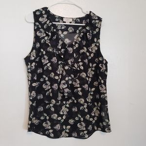LOFT Floral Ruffle Tiered Tank Top